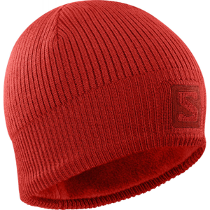 Čepice Salomon Logo Beanie Barva: červená/šedá