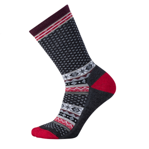 Dámské ponožky Smartwool W Cozy Cabin Crew Velikost ponožek: 34-37 / Barva: šedá/červená