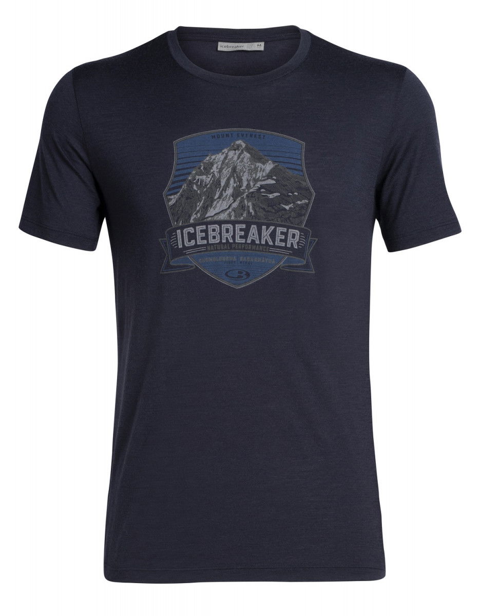 Pánské triko Icebreaker Mens Tech Lite SS Crewe Everest Crest Velikost: XL / Barva: tmavě modrá