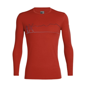 Pánské triko Icebreaker Mens 200 Oasis LS Crewe Single Line Ski Velikost: L / Barva: červená