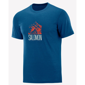 Pánské triko Salomon Explore Graphic Ss Tee M Velikost: XXL / Barva: tmavě modrá