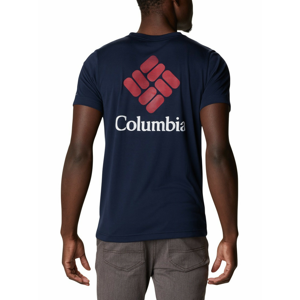 Pánské triko Columbia Maxtrail SS Logo Tee Velikost: M / Barva: modrá/červená