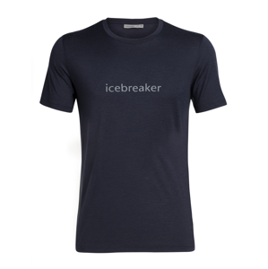 Pánské triko Icebreaker SS Crewe Icebreaker Wordmark Velikost: XXL / Barva: tmavě modrá