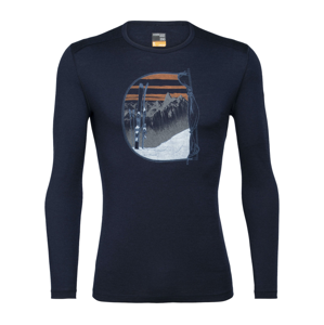 Pánské triko Icebreaker 200 Oasis LS Crewe Mt Blanc Rise Velikost: L / Barva: tmavě modrá