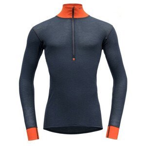Pánské funkční triko Devold Wool Mesh Man Half Zip Neck Velikost: M / Barva: modrá/oranžová