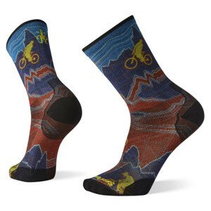 Pánské ponožky Smartwool Performance Cycle Zero Cushion Divide Trail Print Crew Velikost ponožek: 42-45 / Barva: červená/modrá
