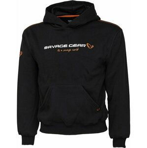 Savage Gear Mikina Junior Logo Hoodie Black Ink 12-14