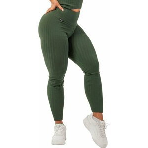 Nebbia Organic Cotton Ribbed High-Waist Leggings Dark Green XS Fitness kalhoty