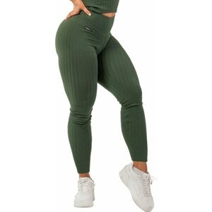 Nebbia Organic Cotton Ribbed High-Waist Leggings Dark Green S Fitness kalhoty