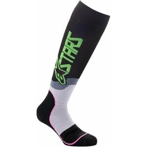 Alpinestars Ponožky MX Plus-2 Socks Black/Green Neon/Pink Fluorescent L