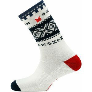 Dale of Norway Ponožky Cortina Socks Crew Cut Off White/Navy/Raspberry S