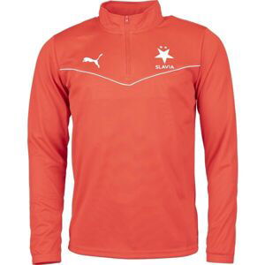 Puma TEAMRISE 1/4 ZIP TOP SK SLAVIA Pánská mikina se zipem, červená, velikost