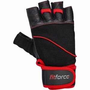 Fitforce FERAL Kožené fitness rukavice, černá, velikost S