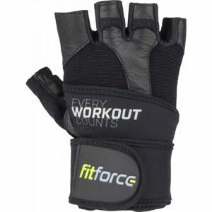 Fitforce LINEAR Kožené fitness rukavice, černá, velikost XL