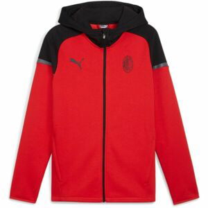 Puma ACM CASUALS HOODED JKT Pánská fotbalová mikina, červená, velikost L