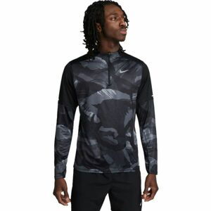 Nike DF ELMNT CAMO TOP HZ Pánská běžecká mikina, černá, velikost XL