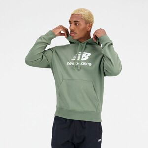 New Balance ESSENTIALS STACKED LOGO FRENCH TERRY HOODIE Pánská mikina, zelená, velikost XL