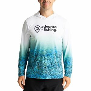 ADVENTER & FISHING UV HOODED Pánské funkční UV tričko, světle modrá, velikost