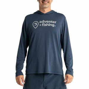 ADVENTER & FISHING UV HOODED Pánské funkční UV tričko, tmavě modrá, velikost