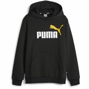 Puma ESS + 2 COL BIG LOGO HOODIE FL B Chlapecká mikina, černá, velikost 128