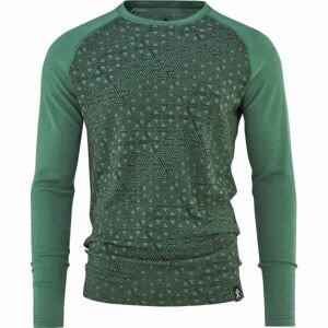 Bula GEO MERINO WOOL CREW Pánské triko s dlouhým rukávem, zelená, veľkosť M