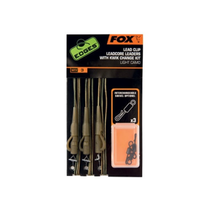 Fox Hotové montáže Edges Lead Clip Leadcore Leaders 3ks - Light Camo