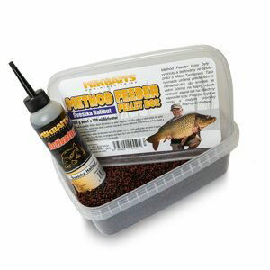 Mikbaits Method Feeder pellet box 400g+120ml - Švestka Halibut