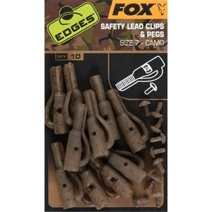 Fox závěsky edges camo safety lead clips & pegs 10 ks velikost 7