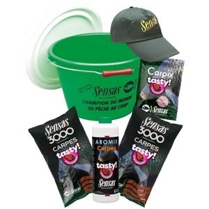 Sensas akční kbelík s krmením 3000 carp tasty strawberry (kapr jahoda)