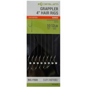 Korum návazec grappler 4” hair rigs barbed 10 cm - velikost háčku 10 průměr 0,28 mm nosnost 12 lb