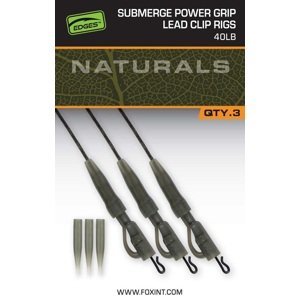 Fox montáž naturals submerge power grip lead clip leaders 75 cm 3 ks - 40 lb