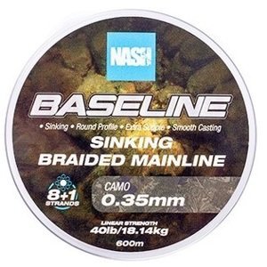 Nash splétaná šňůra baseline sinking braid camo 600 m - 0,35 mm 18,14 kg