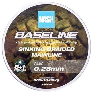 Nash splétaná šňůra baseline sinking braid camo 1200 m - 0,28 mm 13,6 kg