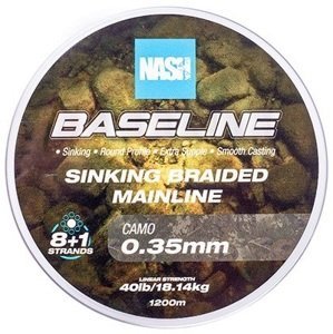 Nash splétaná šňůra baseline sinking braid camo 1200 m - 0,35 mm 18,14 kg