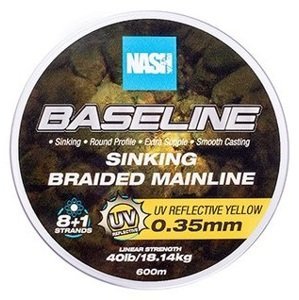 Nash splétaná šňůra baseline sinking braid uv yellow 600 m - 0,35 mm 18,14 kg