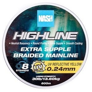 Nash splétaná šňůra highline extra supple braid uv yellow 600 m - 0,24 mm 13,6 kg