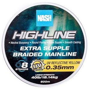 Nash splétaná šňůra highline extra supple braid uv yellow 600 m - 0,35 mm 18,14 kg
