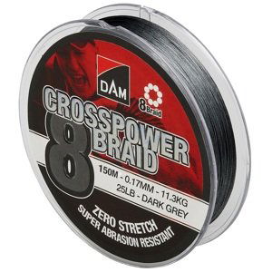 Dam splétaná šňůra crosspower 8  braid dark grey 150 m - 0,17 mm 11,3 kg