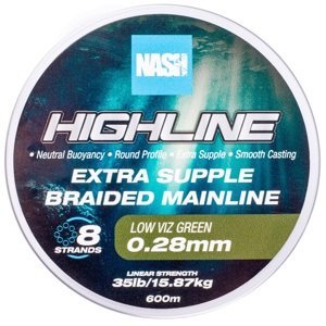 Nash splétaná šňůra highline extra supple braid green 600 m - 0,28 mm 15,87 kg