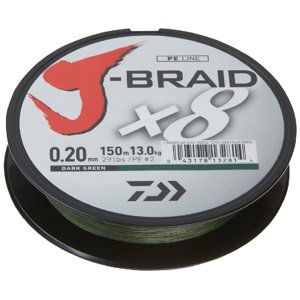 Daiwa splétaná šňůra j-braid dark green 150 m-průměr 0,06 mm / nosnost 4 kg