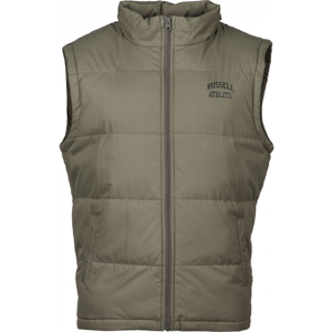 Russell Athletic SLEEVELESS PADDED JACKET WITH CONCEALED HOOD hnědá M - Páská vesta