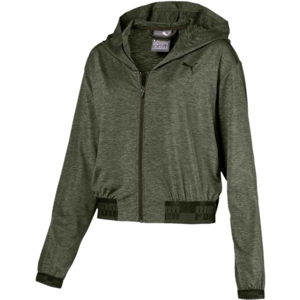 Puma SOFT SPORT DRAPEY FZ HOODY zelená M - Dámská mikina