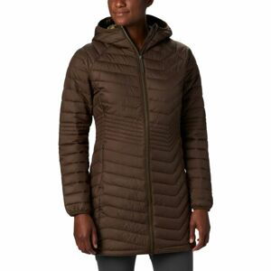 Columbia POWDER LITE MID JACKET Dámská dlouhá zimní bunda, khaki, velikost