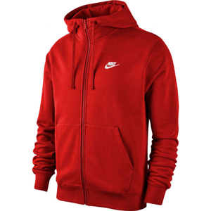 Nike NSW CLUB HOODIE FZ FT M červená S - Pánská mikina