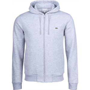 Lacoste FULL ZIP WITH HOODIE šedá S - Pánská mikina