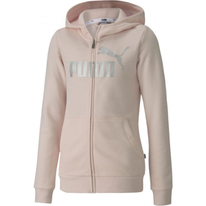 Puma ESS+HOODED SWEAT JACKET růžová 164 - Dívčí sportovní mikina