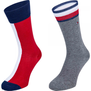 Tommy Hilfiger MEN ICONIC FLAG SOCK 2P tmavě modrá 43-46 - Pánské ponožky