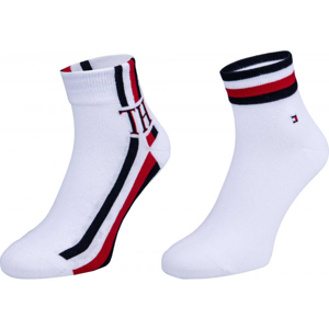 Tommy Hilfiger MEN QUARTER 2P ICONIC STRIPE bílá 39-42 - Pánské ponožky