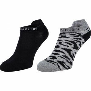 Calvin Klein WOMEN LINER 2P LEOPARD BACK TAB Dámské ponožky, černá, velikost UNI