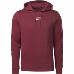 Reebok VECTOR TAPE HOODY M Pánská mikina, Vínová,Bílá, velikost